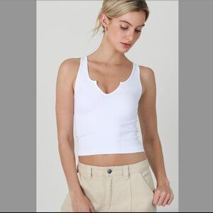 NEW White Body Contouring Ribbed V Notch Detailing